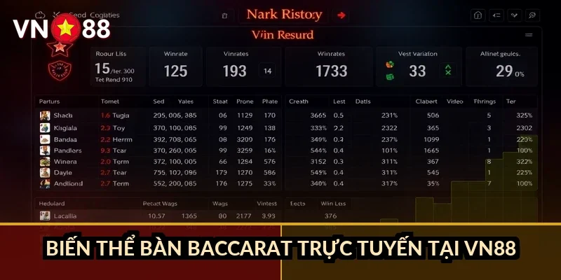 Biến thể bàn baccarat trực tuyến tại VN88